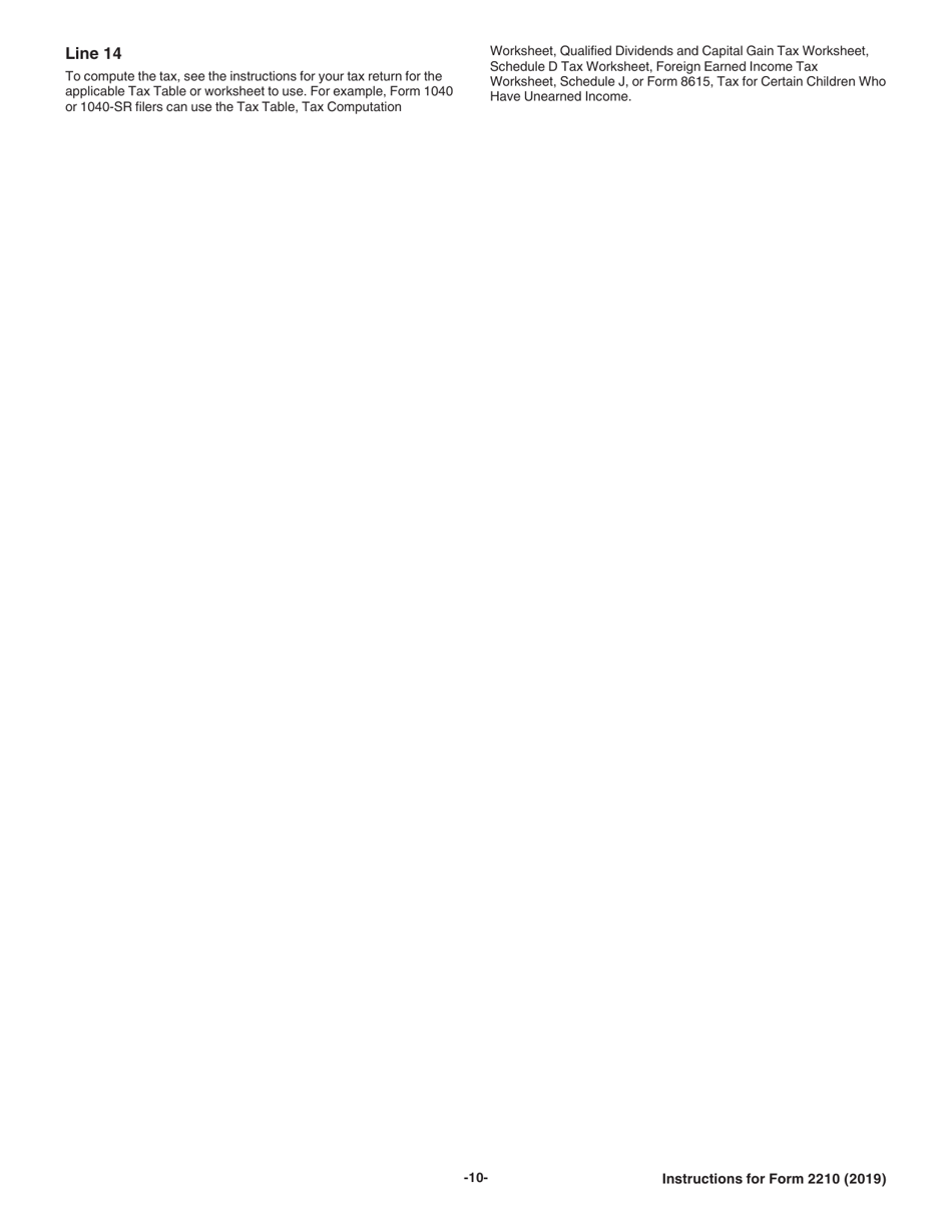Instructions for IRS Form 2210 Underpayment of Estimated Tax by Individuals, Estates and Trusts, Page 10