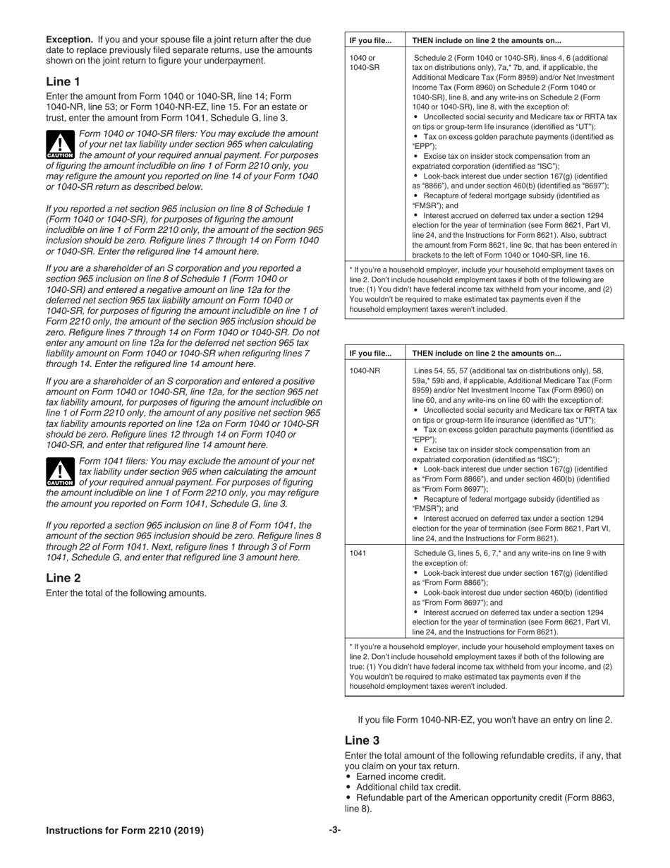 Instructions for IRS Form 2210 Underpayment of Estimated Tax by Individuals, Estates and Trusts, Page 3