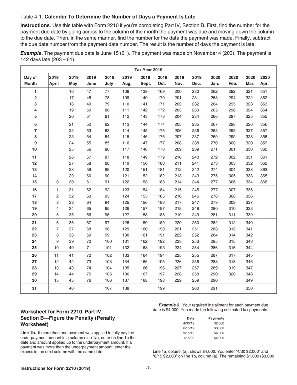 Instructions for IRS Form 2210 Underpayment of Estimated Tax by Individuals, Estates and Trusts, Page 7