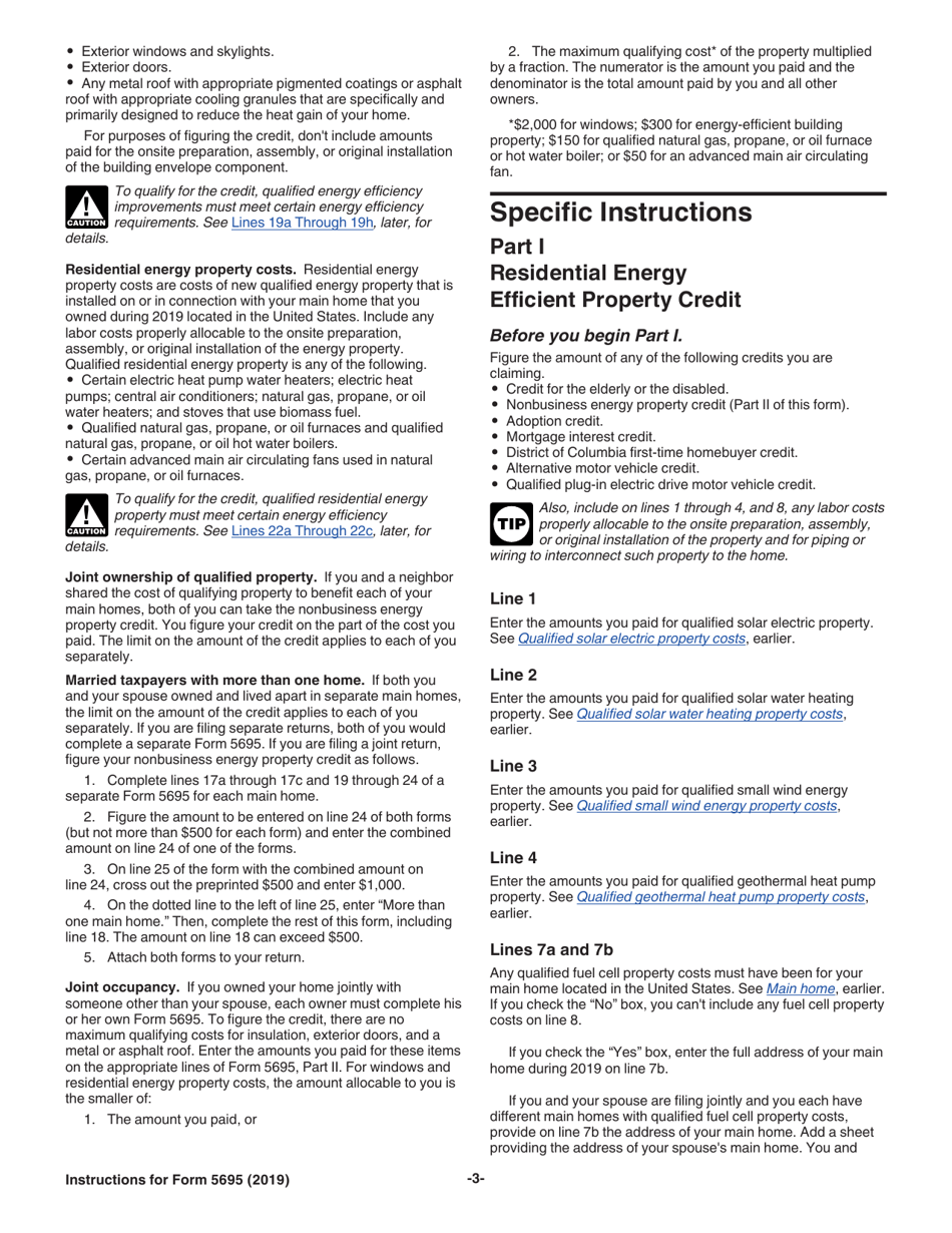 Download Instructions For IRS Form 5695 Residential Energy Credits PDF ...