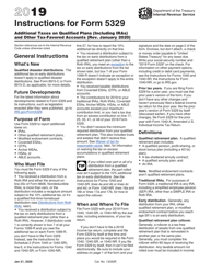 Document preview: Instructions for IRS Form 5329 Additional Taxes on Qualified Plans (Including IRAs) and Other Tax-Favored Accounts