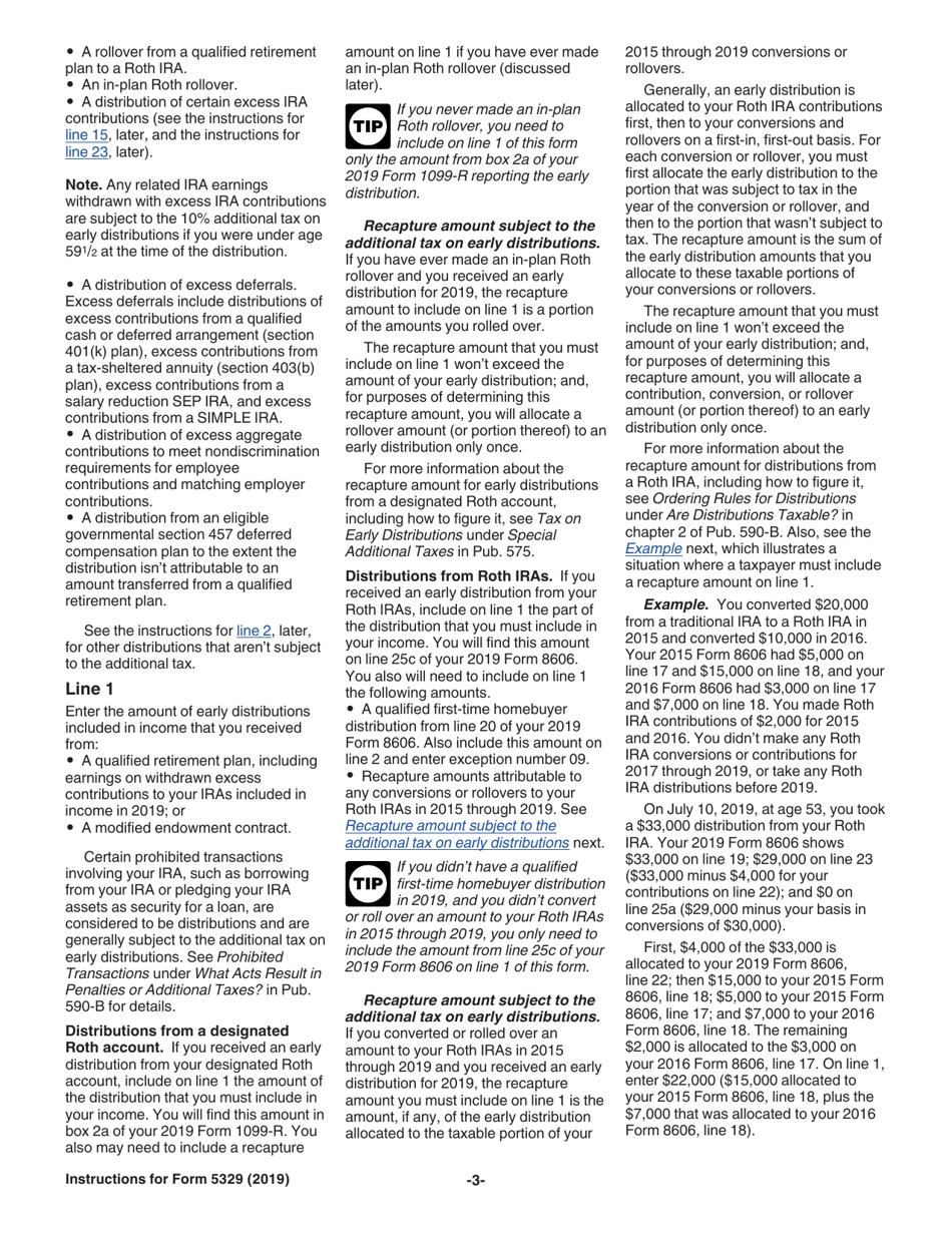 Instructions for IRS Form 5329 Additional Taxes on Qualified Plans (Including IRAs) and Other Tax-Favored Accounts, Page 3