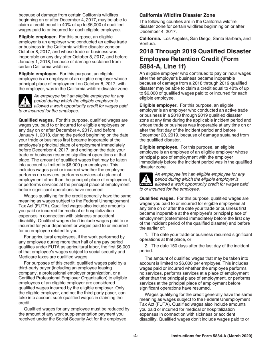 Instructions for IRS Form 5884-A Employee Retention Credit, Page 4