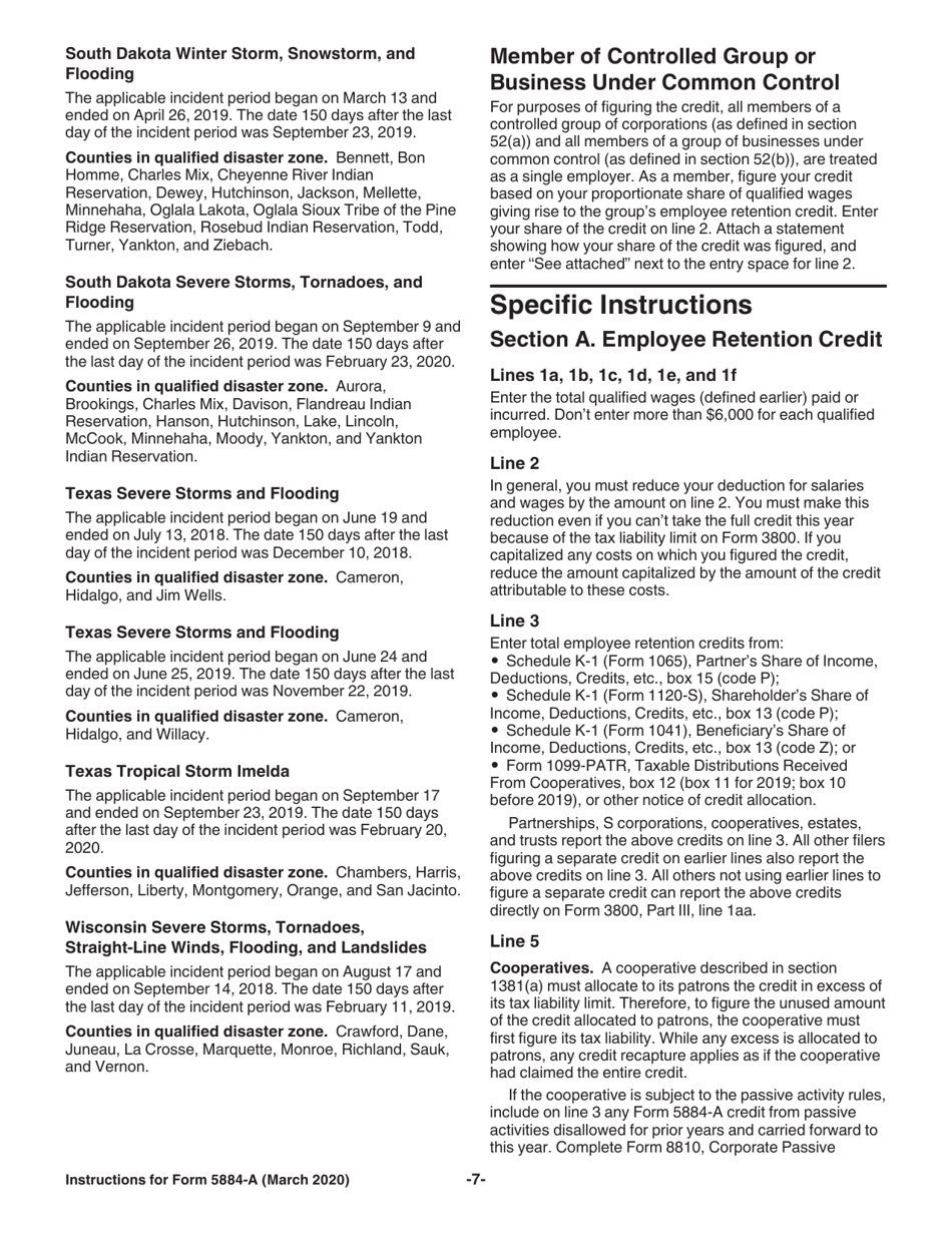 Instructions for IRS Form 5884-A Employee Retention Credit, Page 7