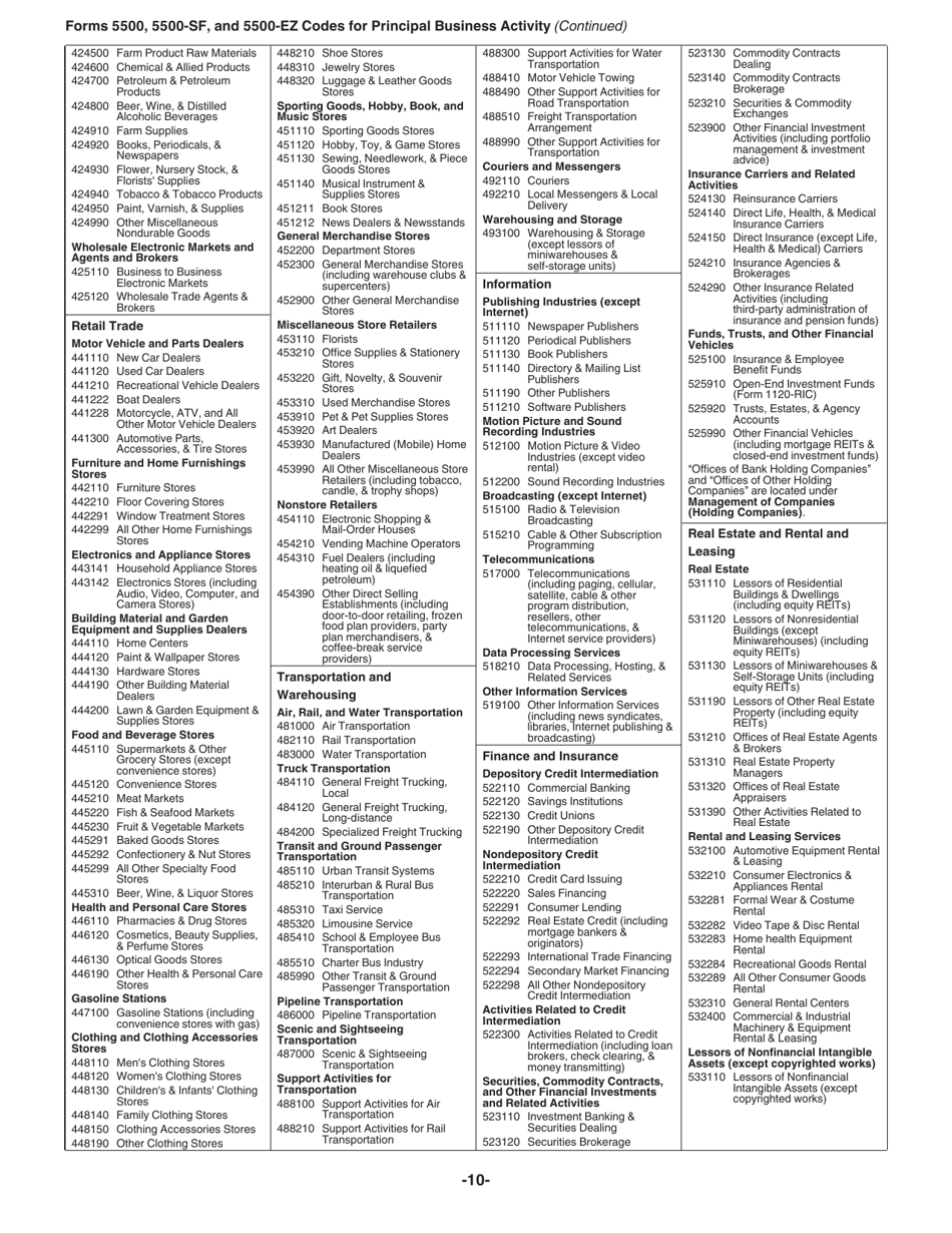 Instructions for IRS Form 5500-EZ Annual Return of One Participant (Owners and Their Spouses) Retirement Plan or a Foreign Plan, Page 10