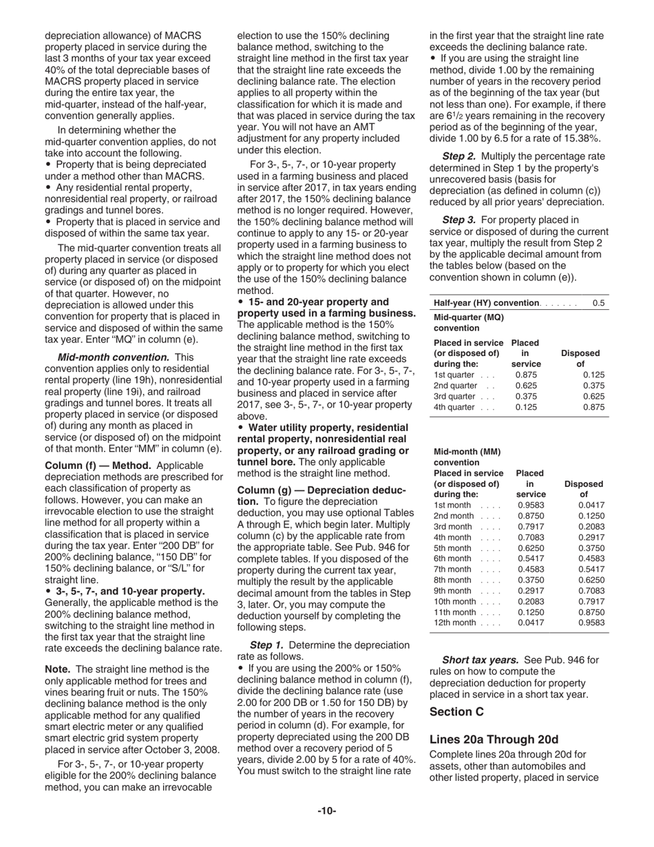 Instructions for IRS Form 4562 Depreciation and Amortization (Including Information on Listed Property), Page 10