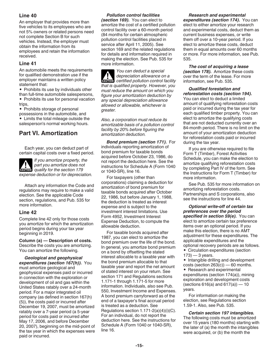 Instructions for IRS Form 4562 Depreciation and Amortization (Including Information on Listed Property), Page 15