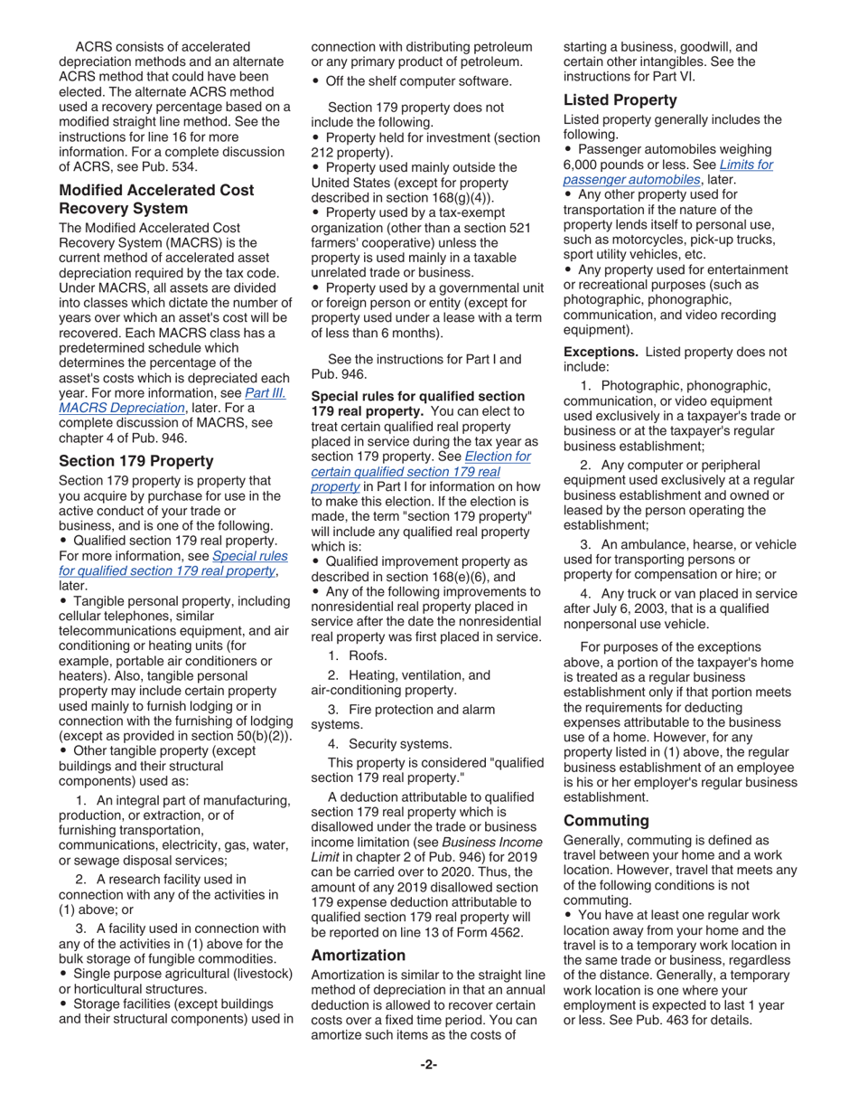Instructions for IRS Form 4562 Depreciation and Amortization (Including Information on Listed Property), Page 2