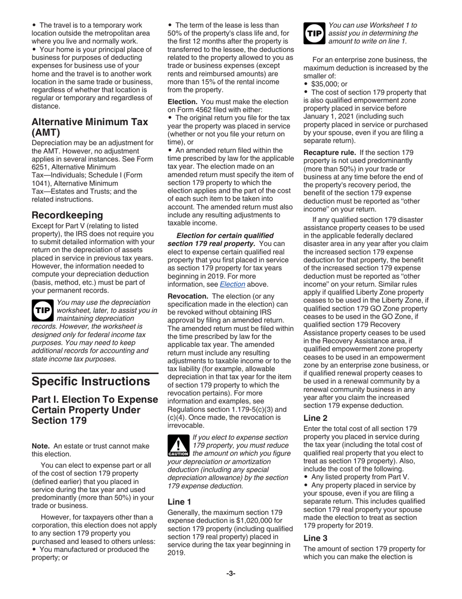 Instructions for IRS Form 4562 Depreciation and Amortization (Including Information on Listed Property), Page 3