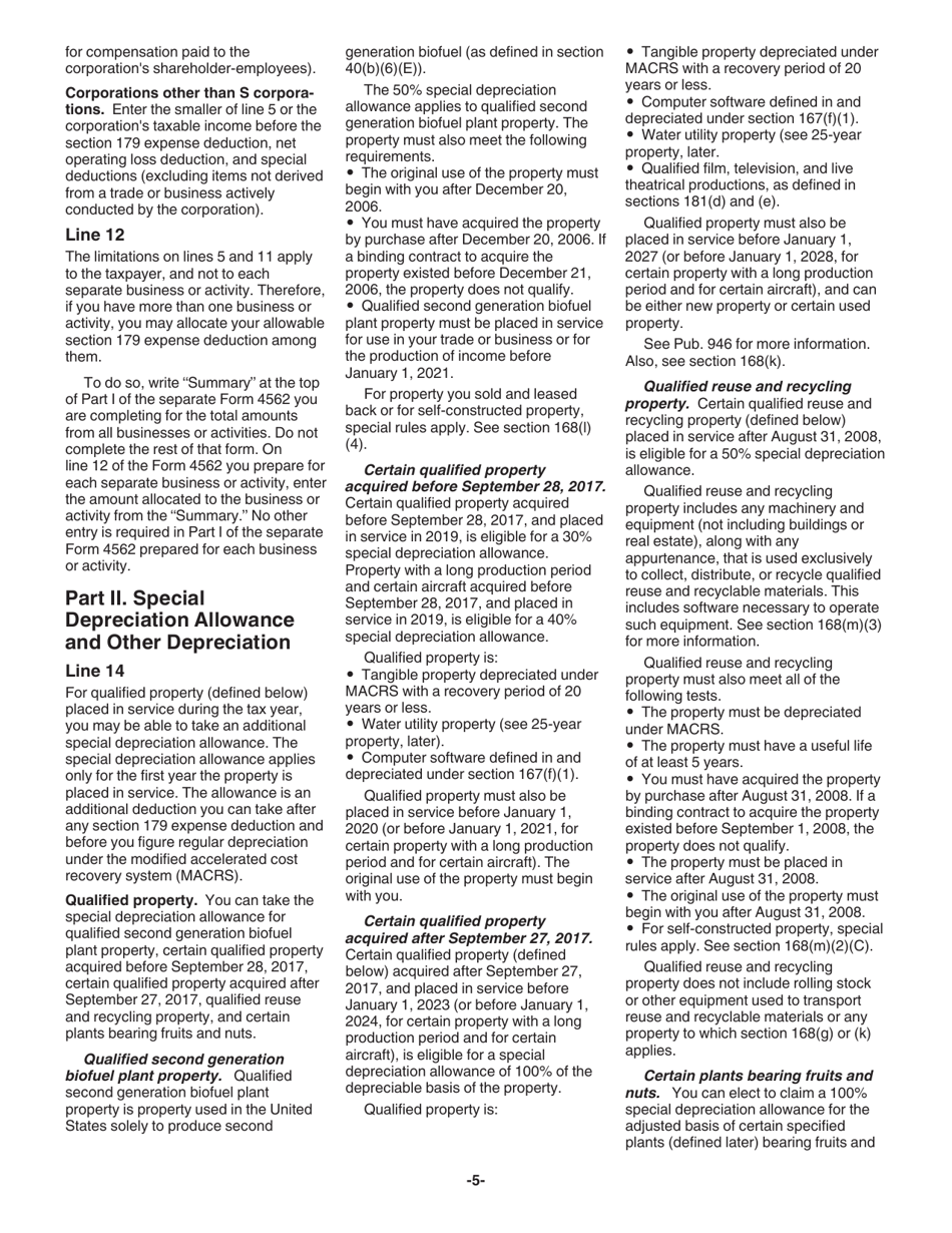 Instructions for IRS Form 4562 Depreciation and Amortization (Including Information on Listed Property), Page 5