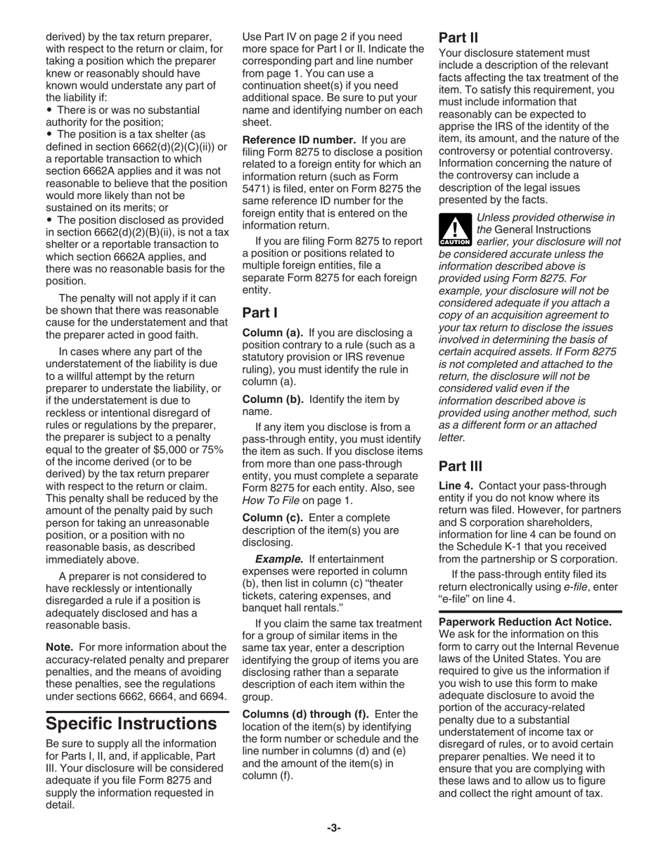 Instructions for IRS Form 8275 Disclosure Statement, Page 3