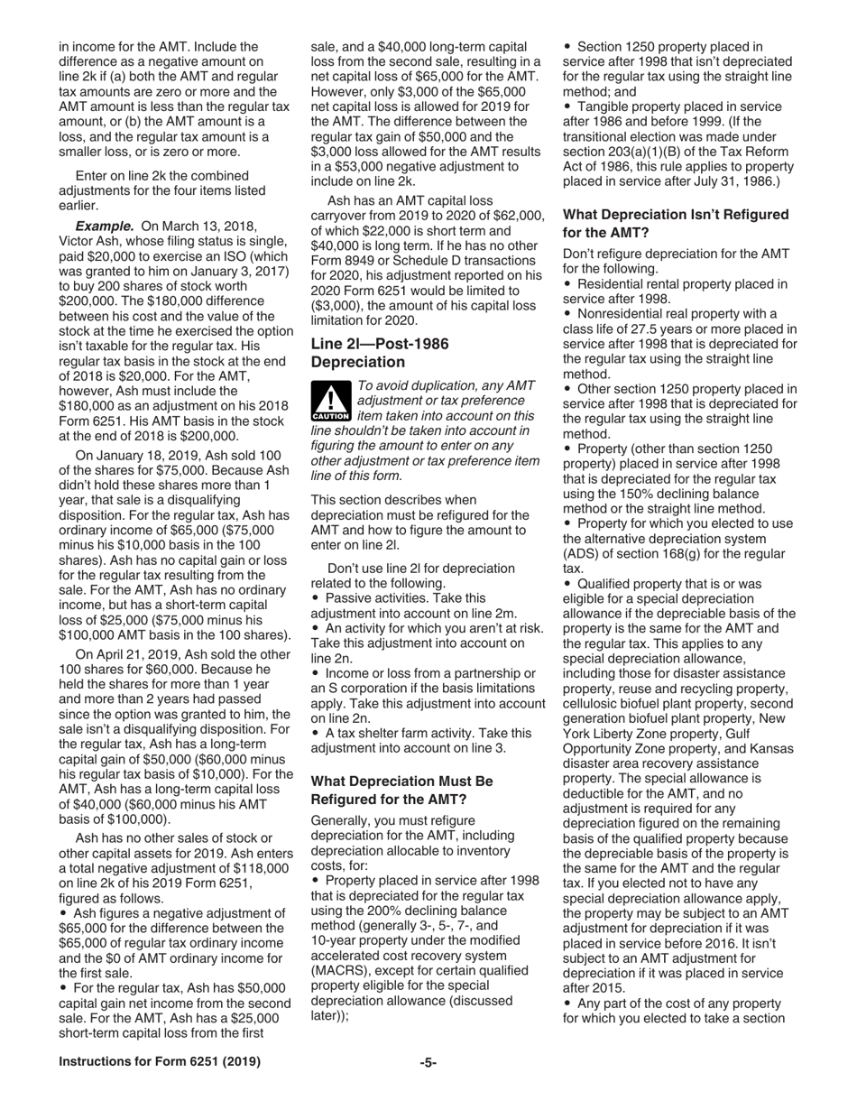 Instructions for IRS Form 6251 Alternative Minimum Tax - Individuals, Page 5
