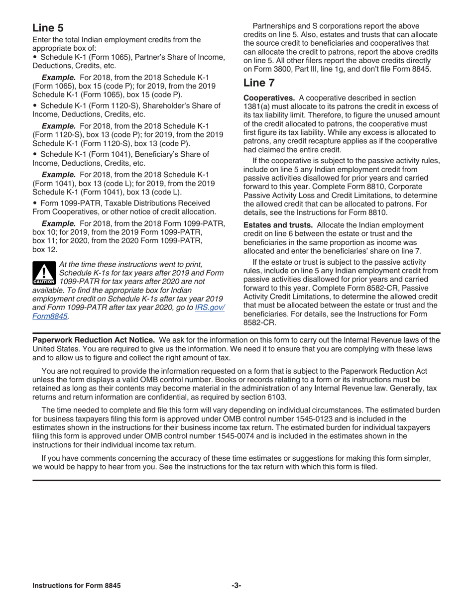 Instructions for IRS Form 8845 Indian Employment Credit, Page 3
