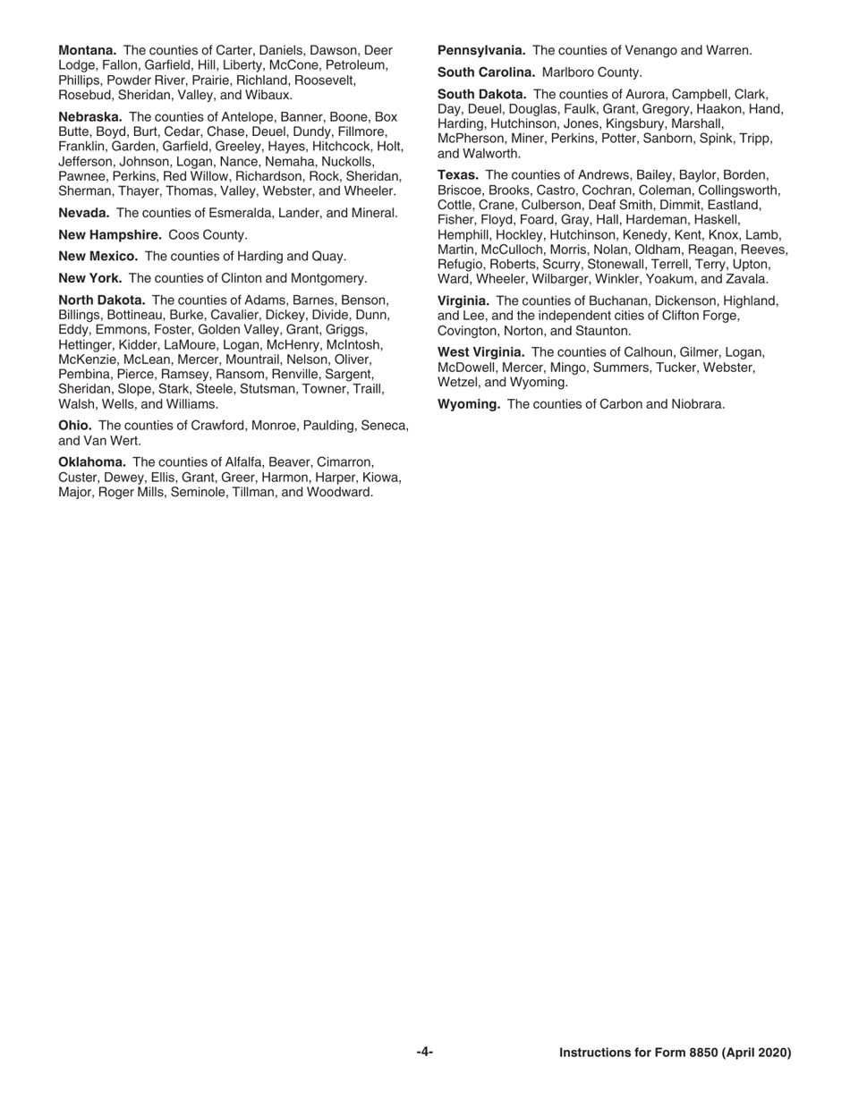 Instructions for IRS Form 8850 Pre-screening Notice and Certification Request for the Work Opportunity Credit, Page 4
