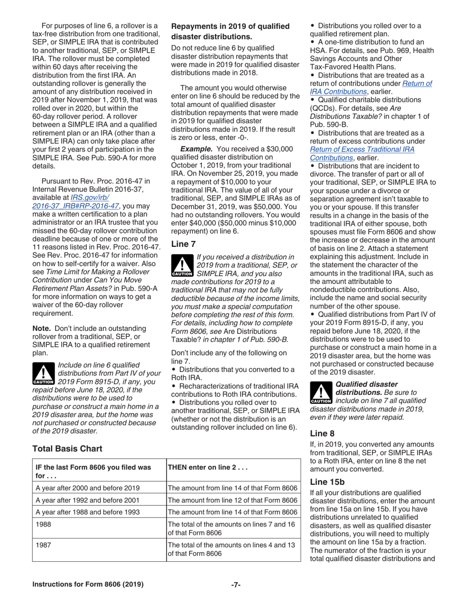 Instructions for IRS Form 8606 Nondeductible Iras, Page 7