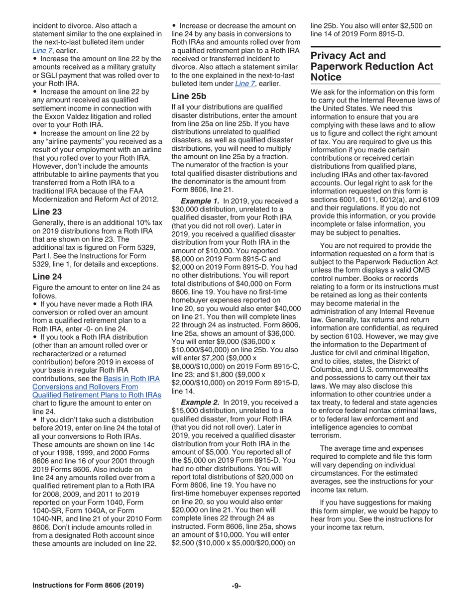 Instructions for IRS Form 8606 Nondeductible Iras, Page 9