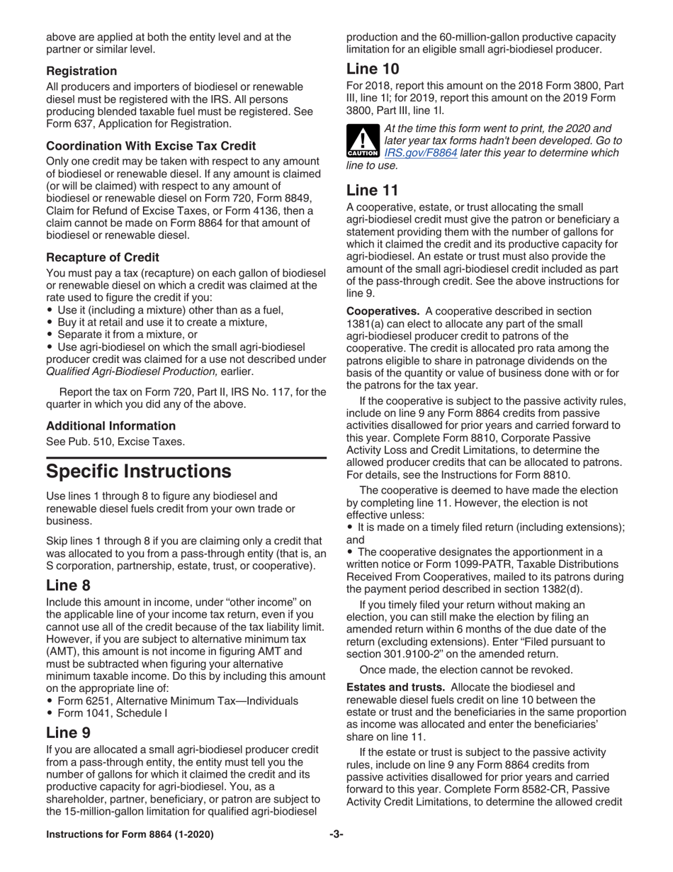 Instructions for IRS Form 8864 Biodiesel and Renewable Diesel Fuels Credit, Page 3