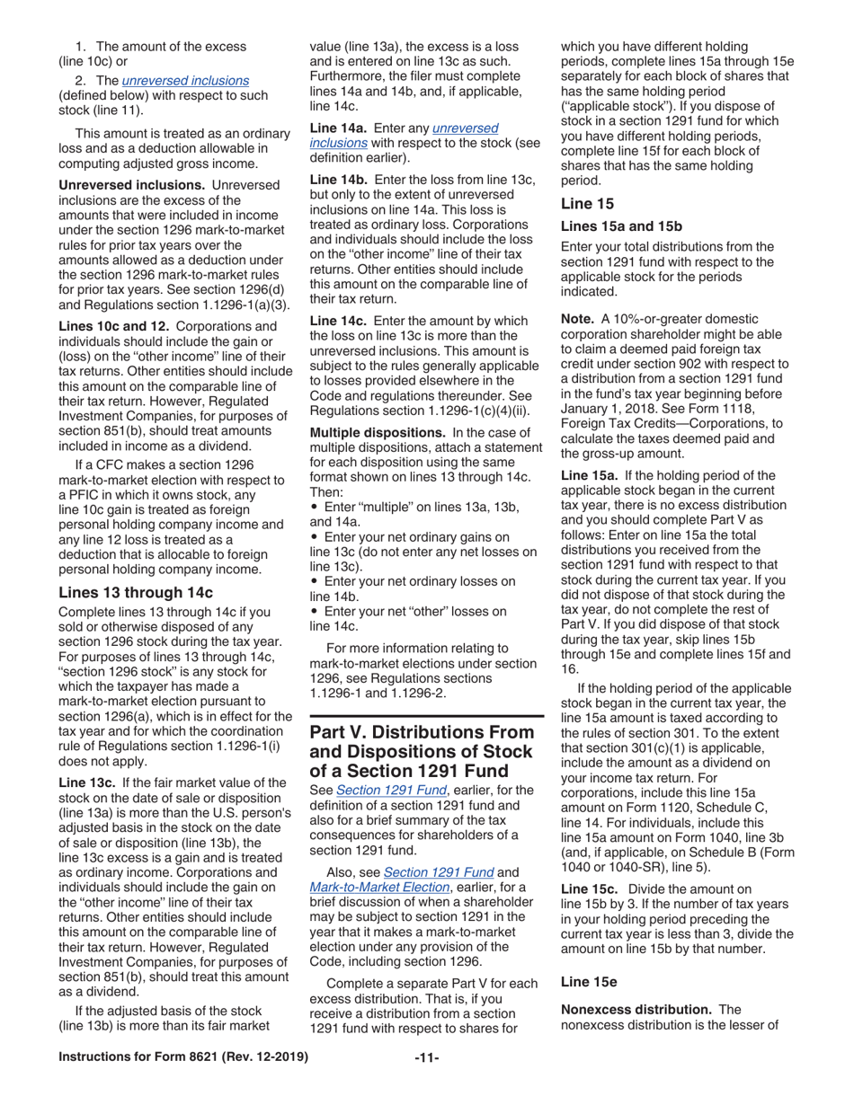 Instructions for IRS Form 8621 Information Return by a Shareholder of a Passive Foreign Investment Company or Qualified Electing Fund, Page 11