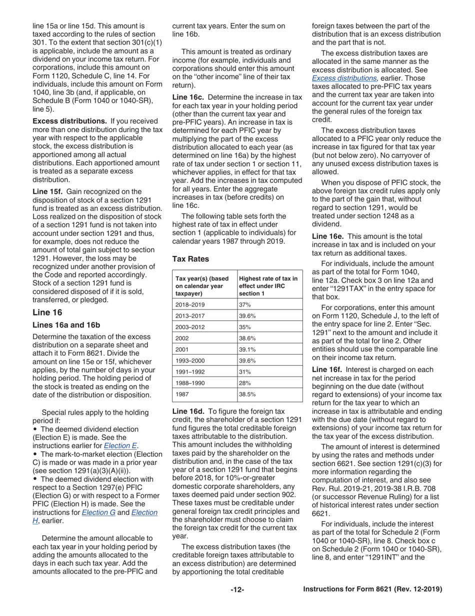 Instructions for IRS Form 8621 Information Return by a Shareholder of a Passive Foreign Investment Company or Qualified Electing Fund, Page 12