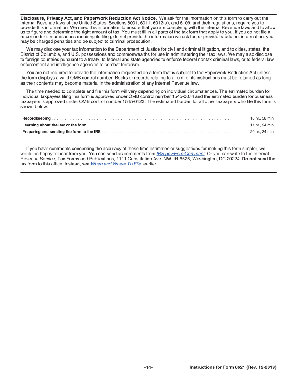 Instructions for IRS Form 8621 Information Return by a Shareholder of a Passive Foreign Investment Company or Qualified Electing Fund, Page 14