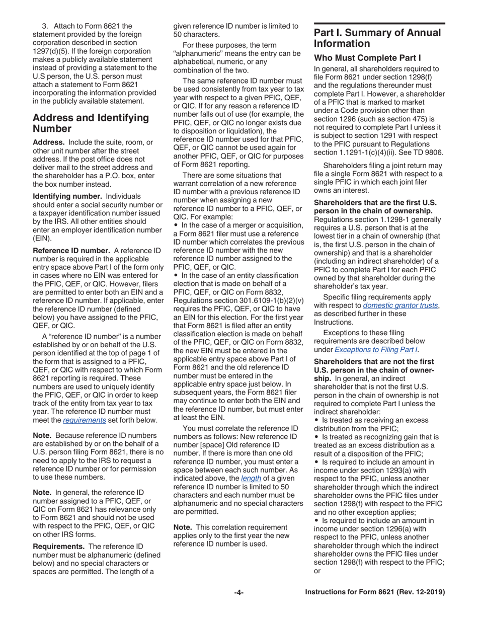 Instructions for IRS Form 8621 Information Return by a Shareholder of a Passive Foreign Investment Company or Qualified Electing Fund, Page 4