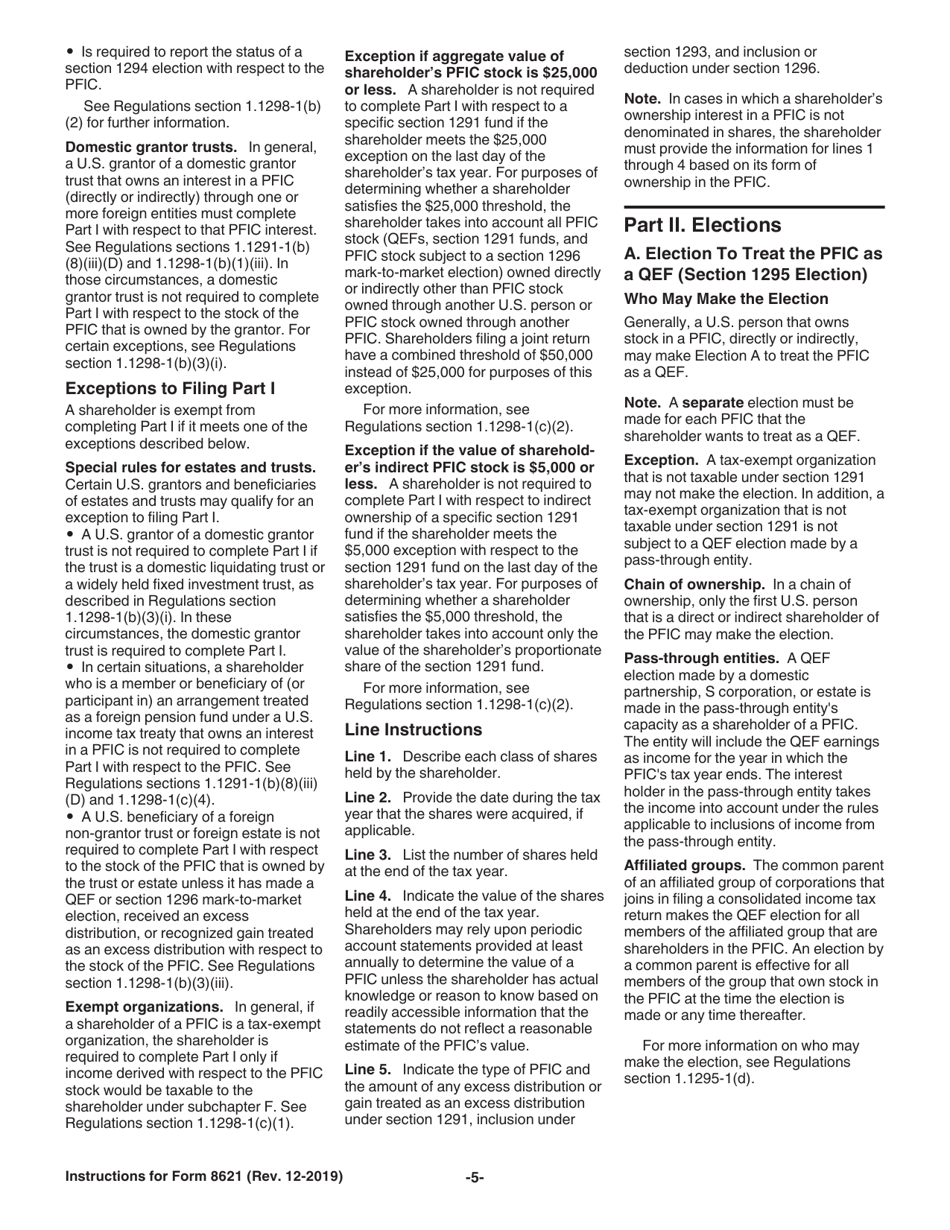 Instructions for IRS Form 8621 Information Return by a Shareholder of a Passive Foreign Investment Company or Qualified Electing Fund, Page 5