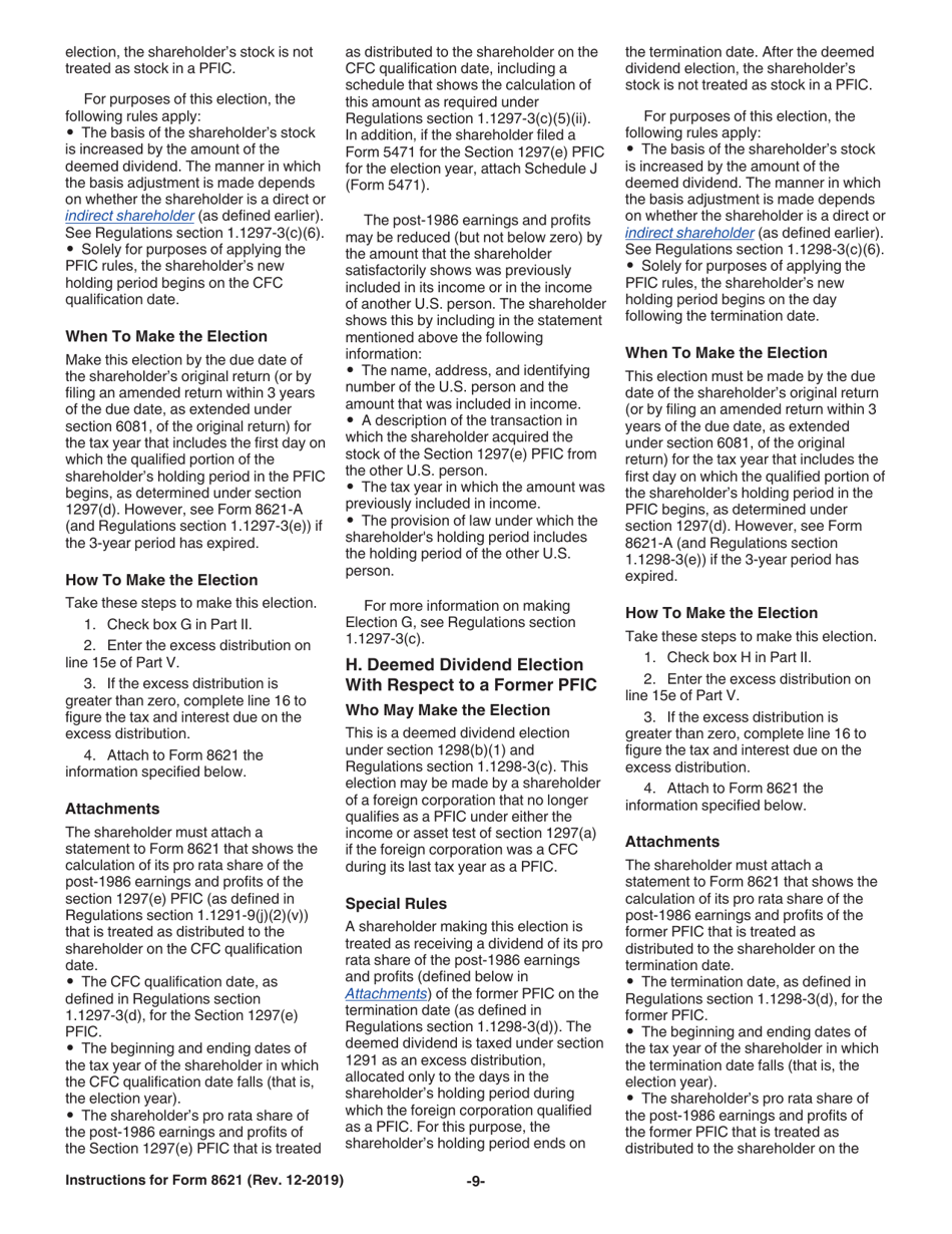 Instructions for IRS Form 8621 Information Return by a Shareholder of a Passive Foreign Investment Company or Qualified Electing Fund, Page 9