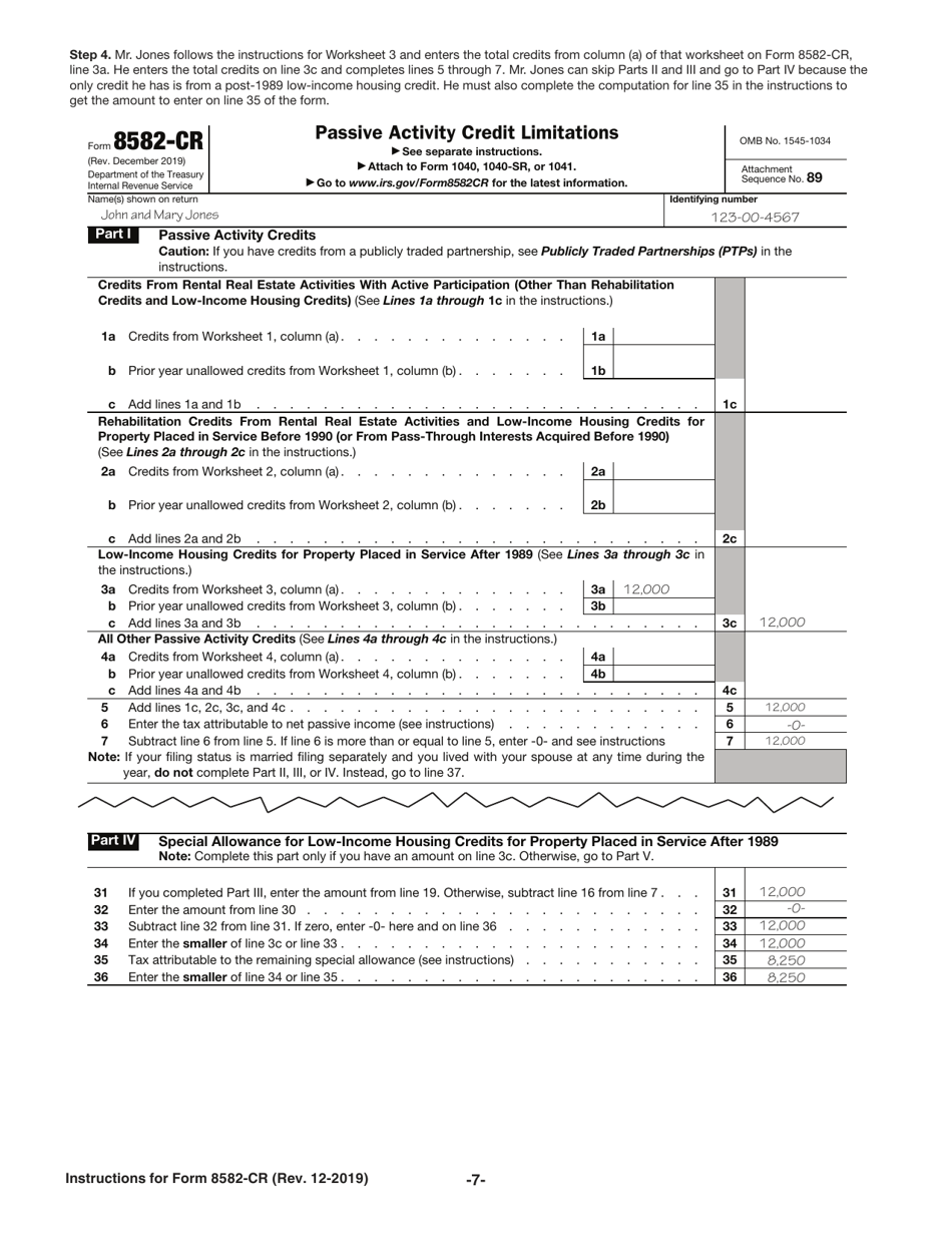 Download Instructions For Irs Form 8582 Cr Passive Activity Credit Limitations Pdf Templateroller