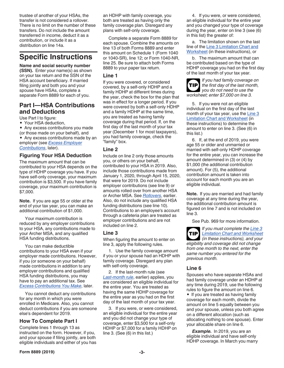 Instructions for IRS Form 8889 Health Savings Accounts (Hsas), Page 3