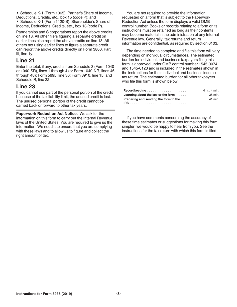 Instructions for IRS Form 8936 Qualified Plug-In Electric Drive Motor Vehicle Credit (Including Qualified Two-Wheeled Plug-In Electric Vehicles), Page 3