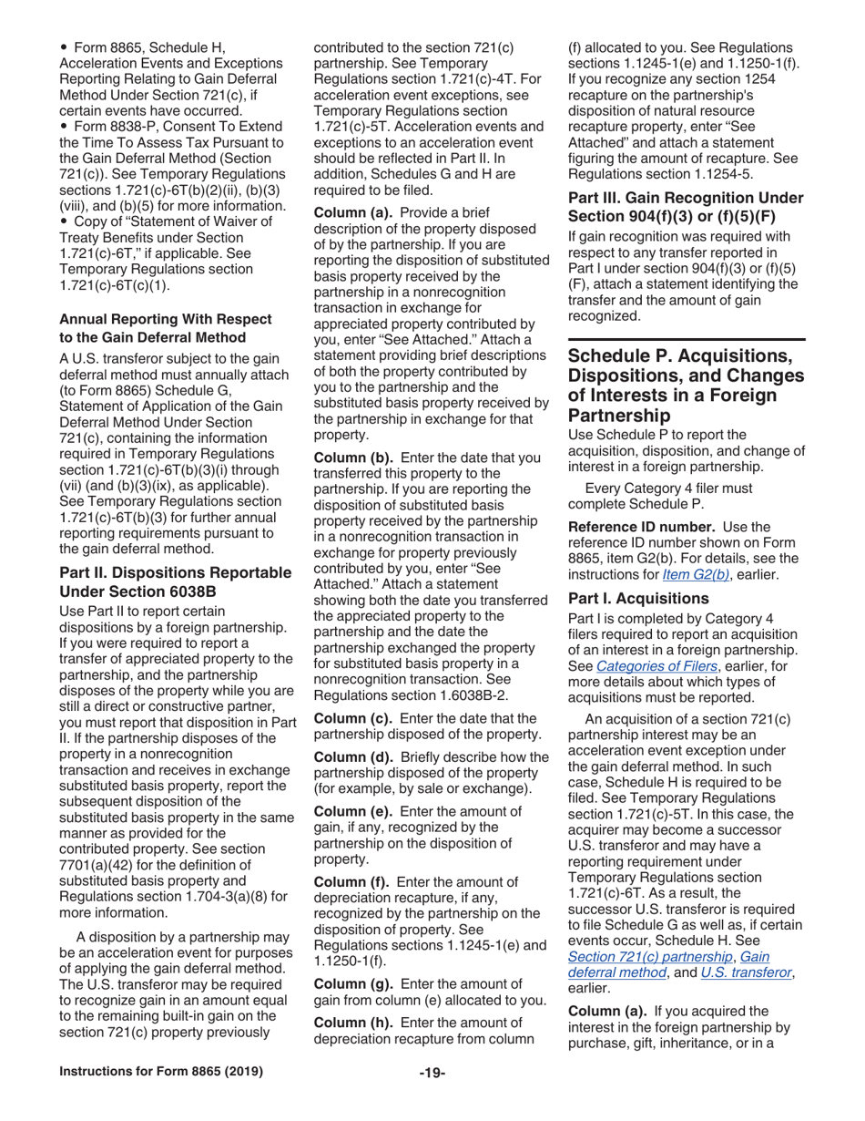 Instructions for IRS Form 8865 Return of U.S. Persons With Respect to Certain Foreign Partnerships, Page 19
