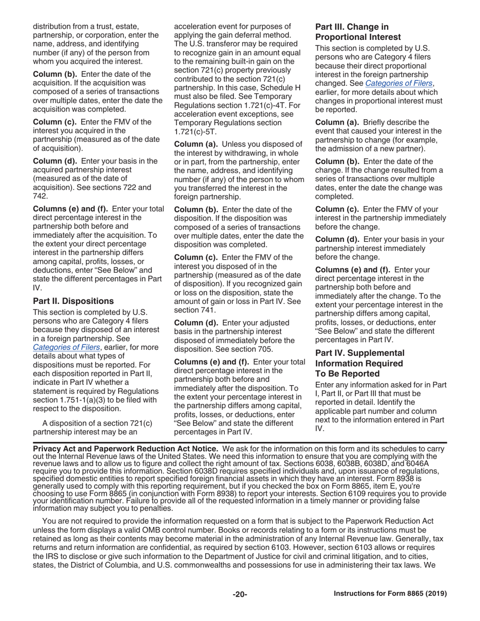Instructions for IRS Form 8865 Return of U.S. Persons With Respect to Certain Foreign Partnerships, Page 20