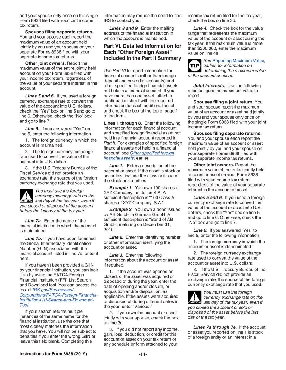 Instructions for IRS Form 8938 Statement of Specified Foreign Financial Assets, Page 11