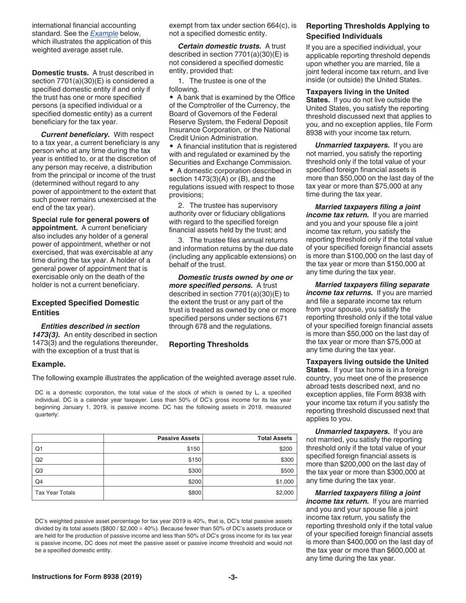 Download Instructions For IRS Form 8938 Statement Of Specified Foreign ...