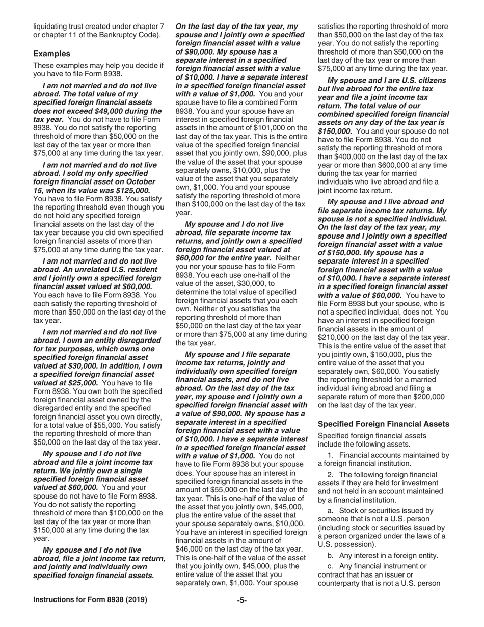 Instructions for IRS Form 8938 Statement of Specified Foreign Financial Assets, Page 5