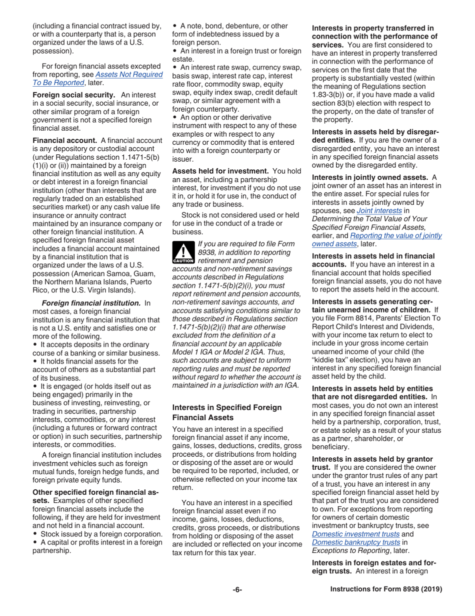 Instructions for IRS Form 8938 Statement of Specified Foreign Financial Assets, Page 6