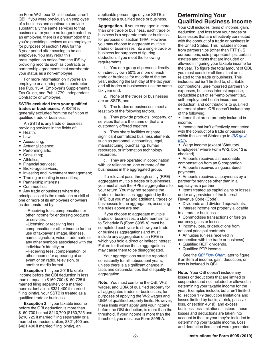 Instructions for IRS Form 8995 Qualified Business Income Deduction Simplified Computation, Page 2