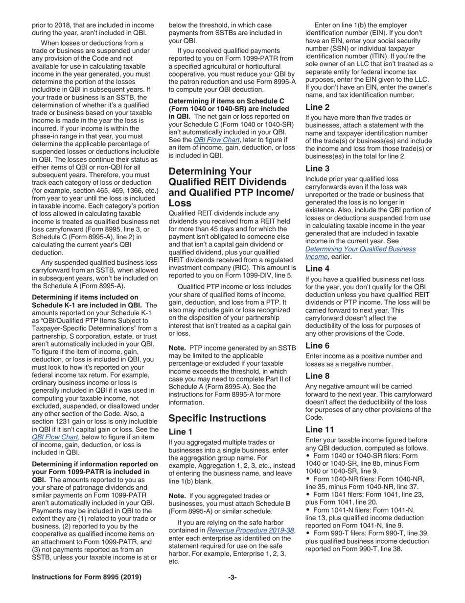 Instructions for IRS Form 8995 Qualified Business Income Deduction Simplified Computation, Page 3