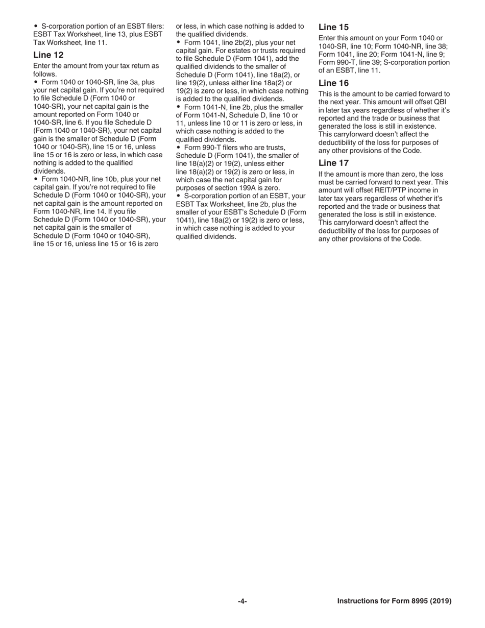 Instructions for IRS Form 8995 Qualified Business Income Deduction Simplified Computation, Page 4