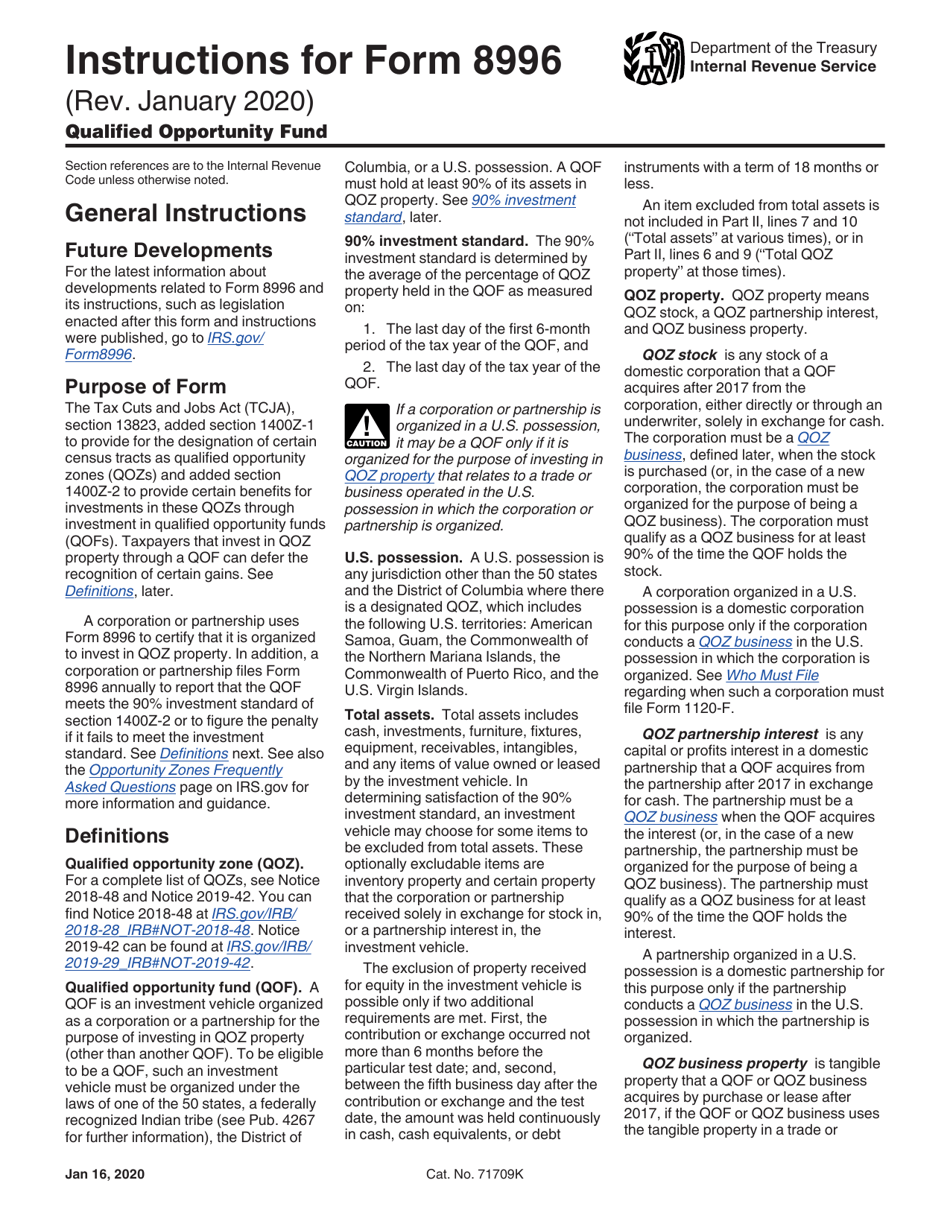 Instructions for IRS Form 8996 Qualified Opportunity Fund, Page 1