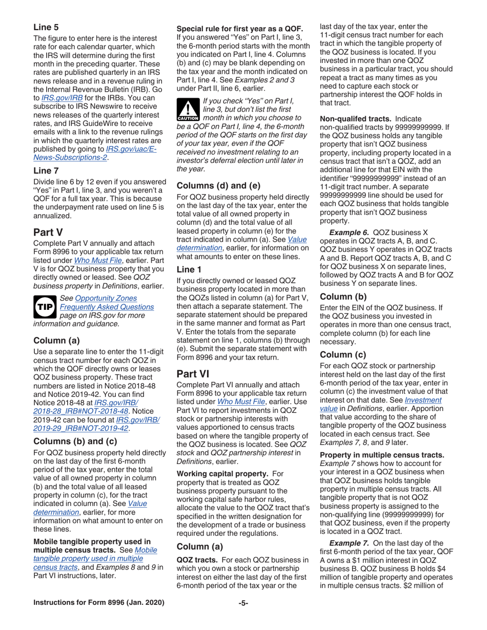 Instructions for IRS Form 8996 Qualified Opportunity Fund, Page 5