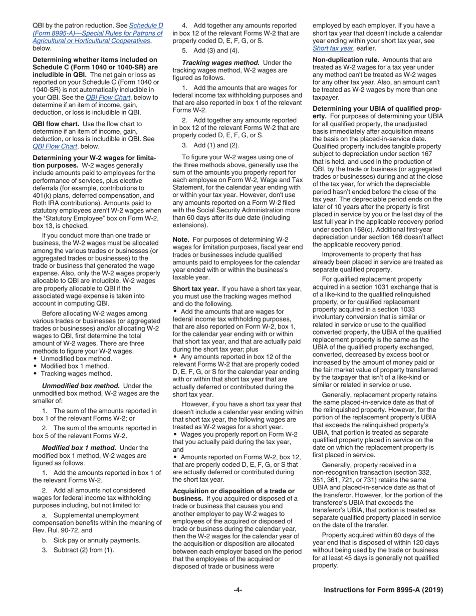 Instructions for IRS Form 8995-A Deduction for Qualified Business Income, Page 4