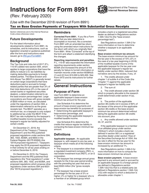 Download Instructions for IRS Form 8991 Tax on Base Erosion Payments of ...