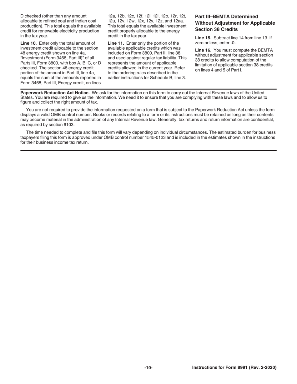 Instructions for IRS Form 8991 Tax on Base Erosion Payments of Taxpayers With Substantial Gross Receipts, Page 10