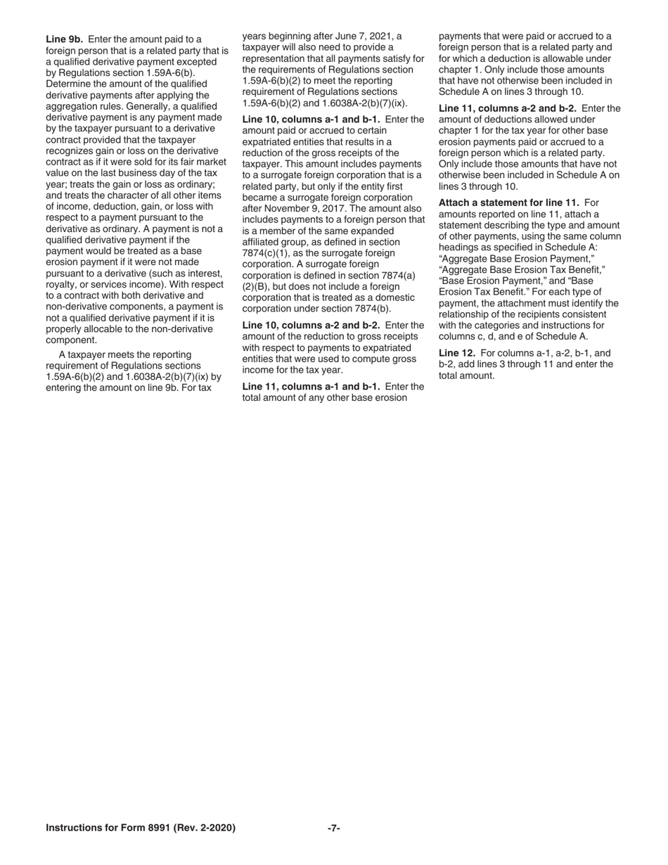 Instructions for IRS Form 8991 Tax on Base Erosion Payments of Taxpayers With Substantial Gross Receipts, Page 7