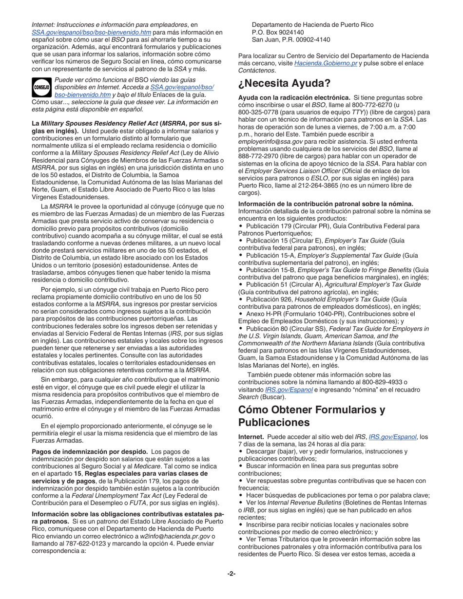 Instrucciones para IRS Formulario W-3PR Informe De Comprobantes De Retencion (Puerto Rican Spanish), Page 2