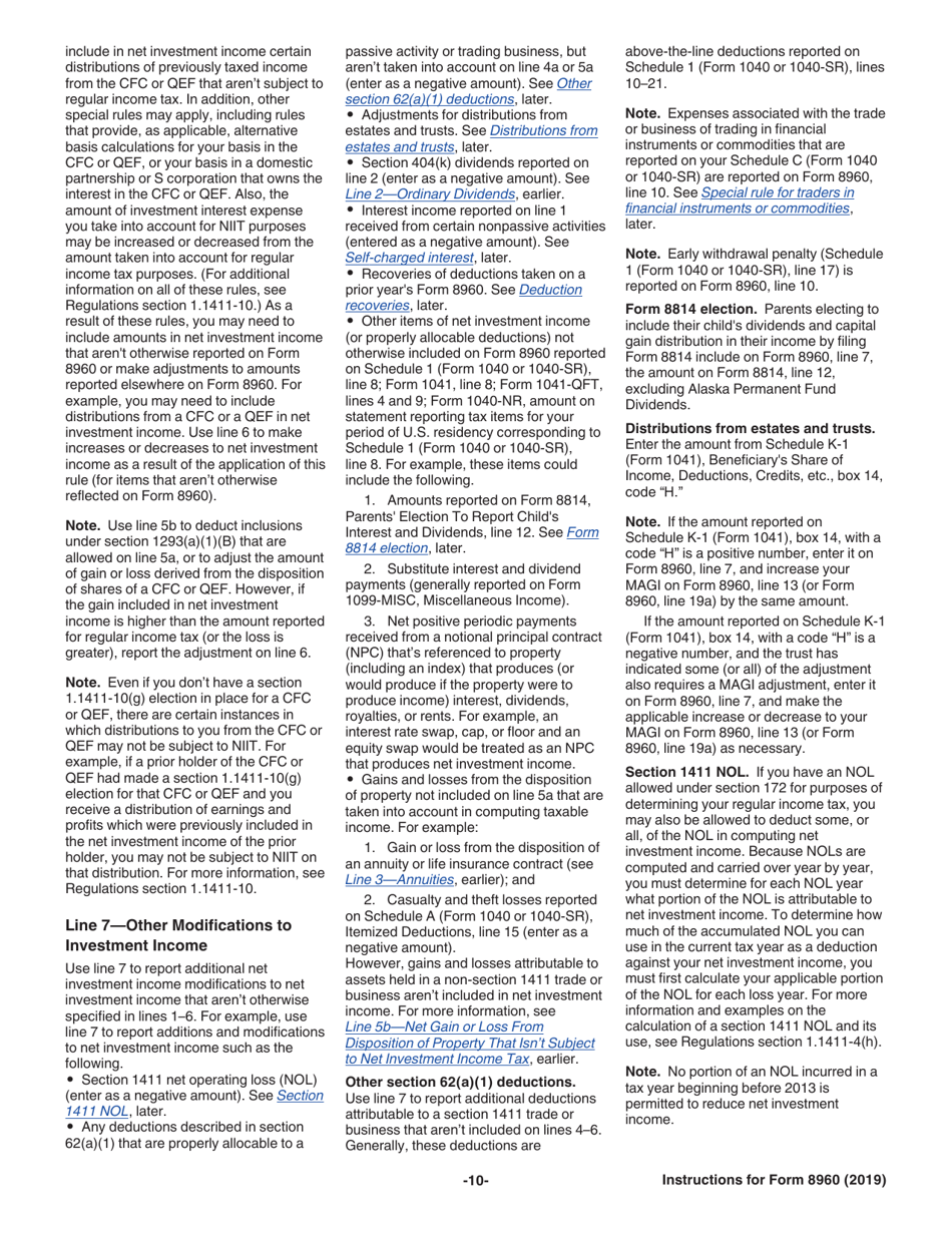 Instructions for IRS Form 8960 Net Investment Income Tax - Individuals, Estates, and Trusts, Page 10