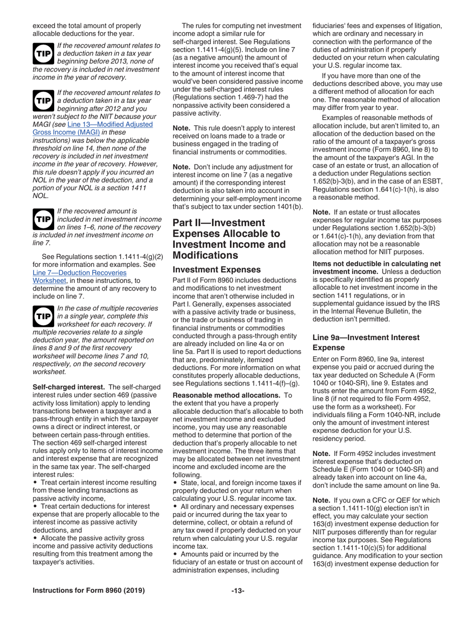 Instructions for IRS Form 8960 Net Investment Income Tax - Individuals, Estates, and Trusts, Page 13