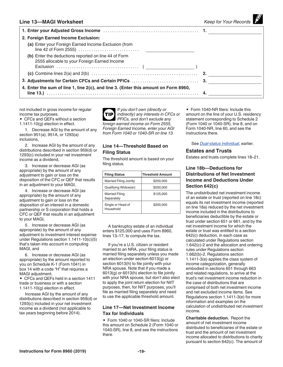 Instructions for IRS Form 8960 Net Investment Income Tax - Individuals, Estates, and Trusts, Page 19
