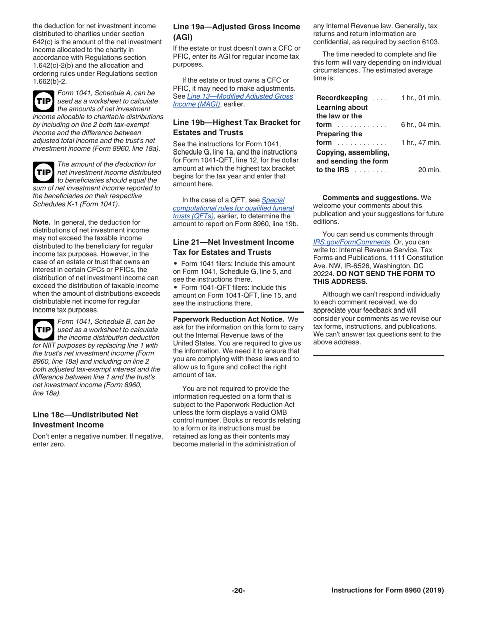 Instructions for IRS Form 8960 Net Investment Income Tax - Individuals, Estates, and Trusts, Page 20